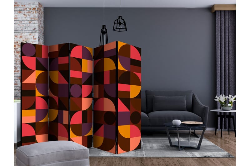 Rumdeler Geometric Mosaic Red II 225x172 cm - Artgeist sp. z o. o. - Boligtilbehør - Rumdelere - Foldeskærm