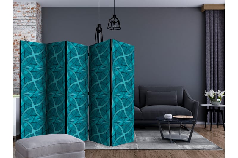 Rumdeler Geometric Turquoise II 225x172 cm - Artgeist sp. z o. o. - Boligtilbehør - Rumdelere - Foldeskærm