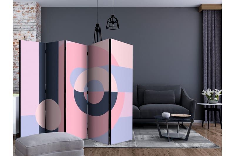Rumdeler - Geometric Wreath (Violet) II 225x172 - Artgeist sp. z o. o. - Boligtilbehør - Rumdelere - Foldeskærm
