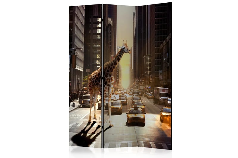 Rumdeler Giraffe in the Big City 135x172 cm - Artgeist sp. z o. o. - Boligtilbehør - Rumdelere - Foldeskærm