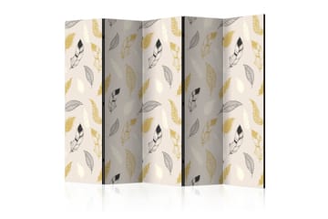 Rumdeler Golden Feathers II 225x172 cm - Artgeist sp. z o. o. - Boligtilbehør - Rumdelere - Foldeskærm