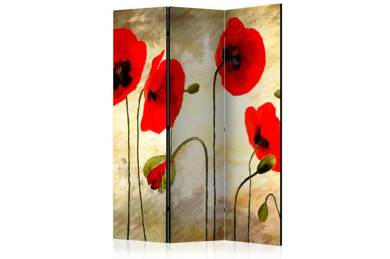 Rumdeler Golden Field Of Poppies 135x172 - Artgeist sp. z o. o. - Foldeskærm - Rumdelere