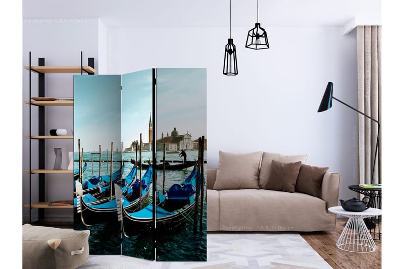 Rumdeler Gondolas on the Grand Canal, Venice 135x172 cm - Artgeist sp. z o. o. - Boligtilbehør - Rumdelere - Foldeskærm