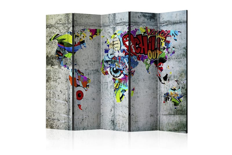 Rumdeler Graffiti World 225x172 - Artgeist sp. z o. o. - Foldeskærm - Rumdelere
