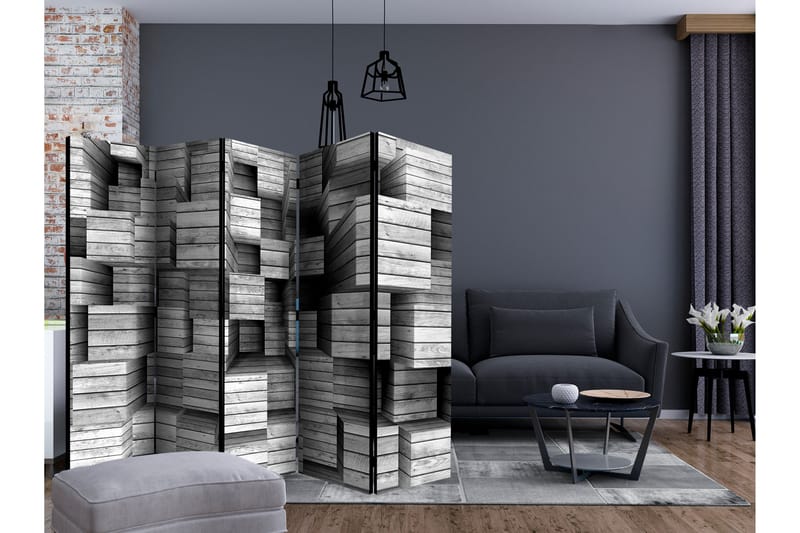 Rumdeler - Grey Precision II 225x172 - Artgeist sp. z o. o. - Boligtilbehør - Rumdelere - Foldeskærm