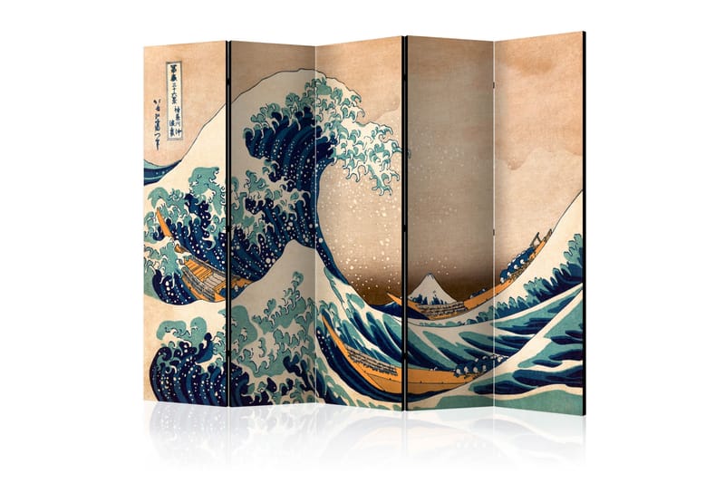 Rumdeler - Hokusai: The Great Wave off Kanagawa 225x172 - Artgeist sp. z o. o. - Boligtilbehør - Rumdelere - Foldeskærm