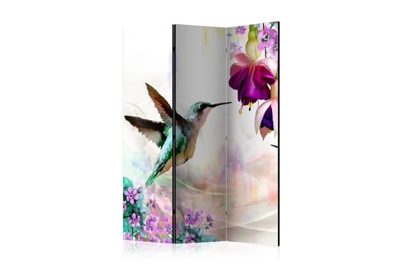 Rumdeler Hummingbirds And Flowers 135x172 - Artgeist sp. z o. o. - Boligtilbehør - Rumdelere - Foldeskærm