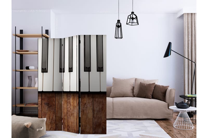 Rumdeler Inspired by Chopin - Mahogany 135x172 cm - Artgeist sp. z o. o. - Boligtilbehør - Rumdelere - Foldeskærm