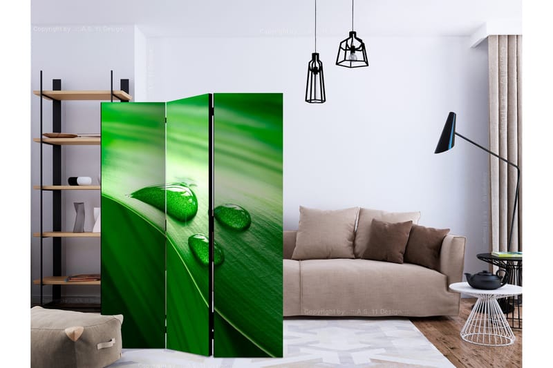 Rumdeler - Leaf and three drops of water 135x172 - Artgeist sp. z o. o. - Boligtilbehør - Rumdelere - Foldeskærm