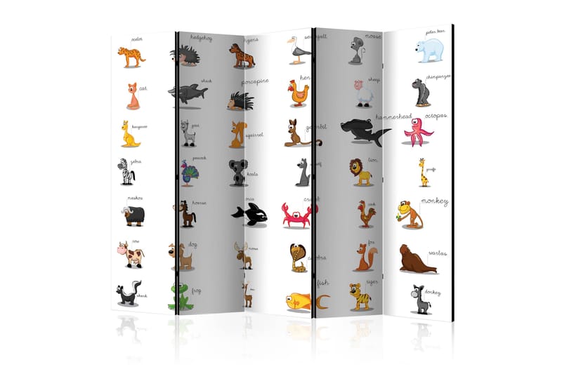 Rumdeler Learning by Playing Animals II 225x172 cm - Artgeist sp. z o. o. - Foldeskærm - Rumdelere
