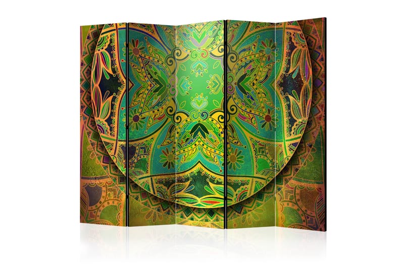 Rumdeler - Mandala: Emerald Fantasy II 225x172 - Artgeist sp. z o. o. - Boligtilbehør - Rumdelere - Foldeskærm