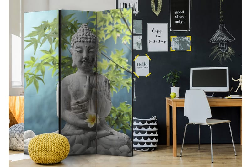 Rumdeler Meditating Buddha 135x172 - Artgeist sp. z o. o. - Boligtilbehør - Rumdelere - Foldeskærm