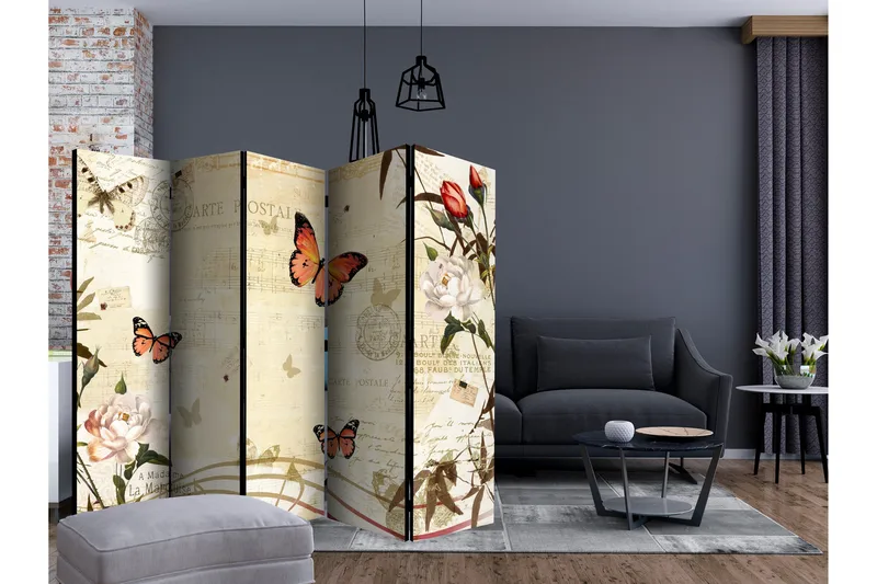 Rumdeler - Melodies of butterflies II 225x172 - Artgeist sp. z o. o. - Boligtilbehør - Rumdelere - Foldeskærm