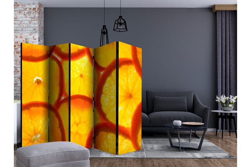 Rumdeler Orange Slices II 225x172 cm - Artgeist sp. z o. o. - Foldeskærm - Rumdelere