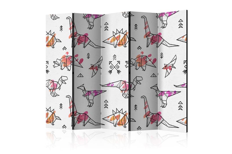 Rumdeler Origami Dinosaurs II 225x172 cm - Artgeist sp. z o. o. - Boligtilbehør - Rumdelere - Foldeskærm