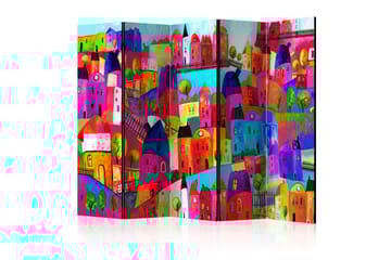 Rumdeler Rainbow-Hued Town II 225x172 cm - Artgeist sp. z o. o. - Boligtilbehør - Rumdelere - Foldeskærm