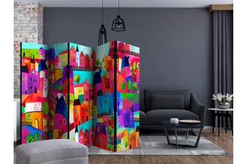 Rumdeler Rainbow-Hued Town II 225x172 cm - Artgeist sp. z o. o. - Boligtilbehør - Rumdelere - Foldeskærm