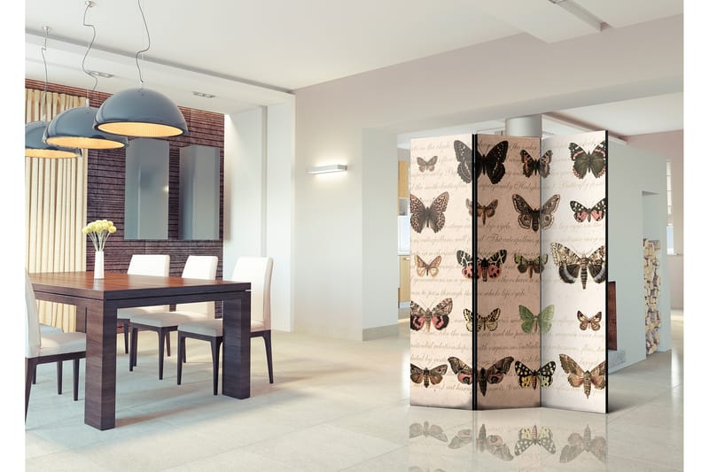 Rumdeler Retro Style Butterflies 135x172 - Artgeist sp. z o. o. - Boligtilbehør - Rumdelere - Foldeskærm