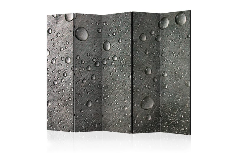 Rumdeler - Steel surface with water drops II 225x172 - Artgeist sp. z o. o. - Boligtilbehør - Rumdelere - Foldeskærm