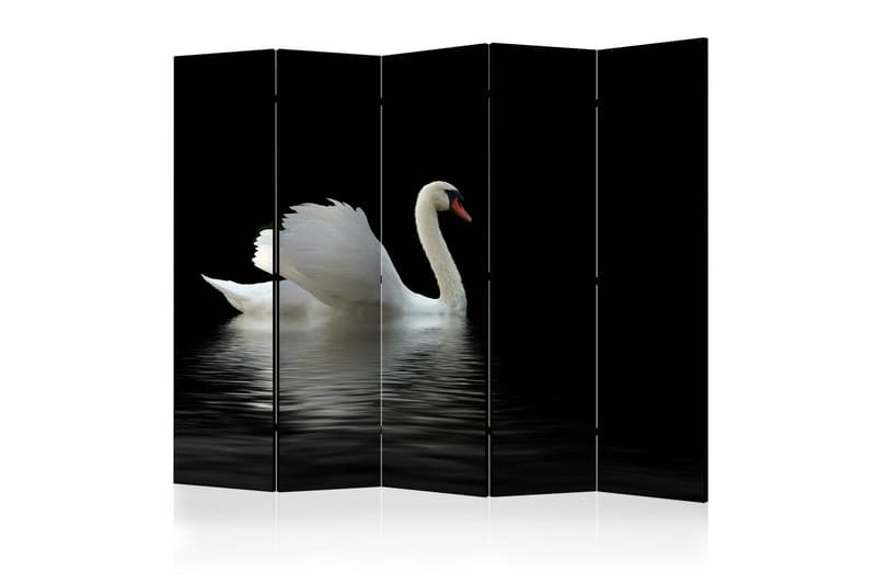 Rumdeler - swan (black and white) II 225x172 - Artgeist sp. z o. o. - Foldeskærm - Rumdelere