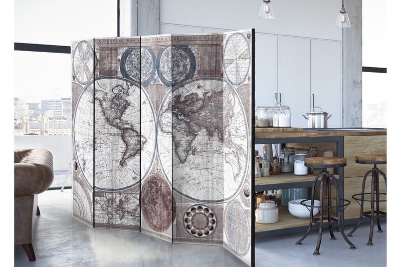 Rumdeler Terraqueous Globe 225x172 - Artgeist sp. z o. o. - Boligtilbehør - Rumdelere - Foldeskærm