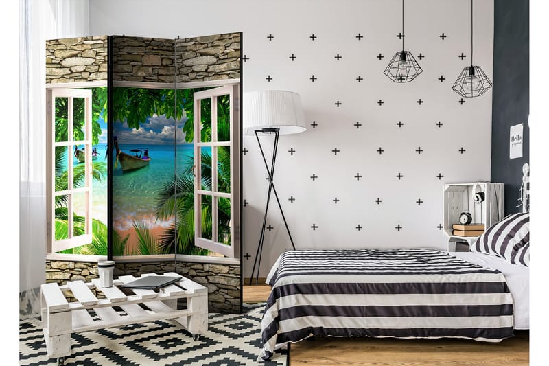 Rumdeler Tropical Beach 135x172 - Artgeist sp. z o. o. - Boligtilbehør - Rumdelere - Foldeskærm