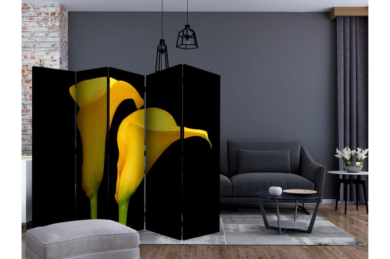 Rumdeler - Two yellow calla flowers 225x172 - Artgeist sp. z o. o. - Boligtilbehør - Rumdelere - Foldeskærm