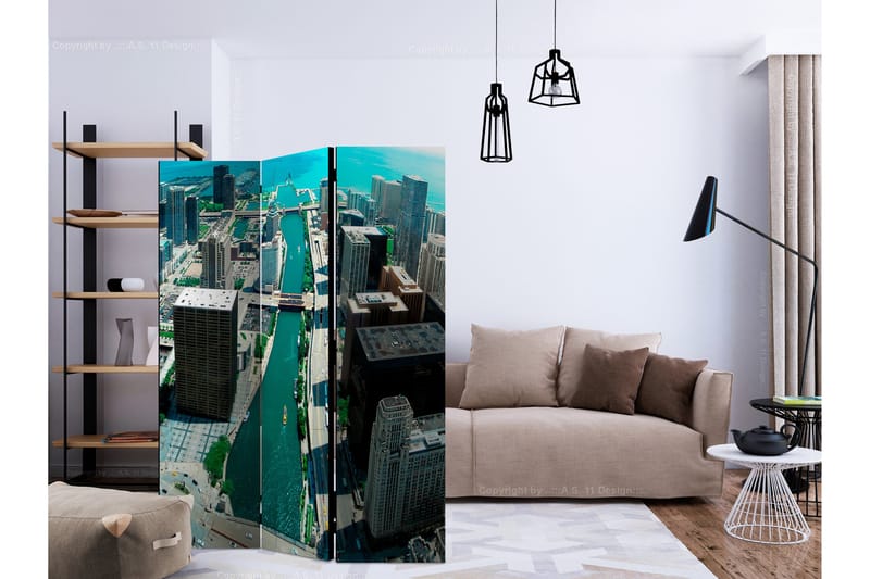 Rumdeler - Urban architecture of Chicago 135x172 - Artgeist sp. z o. o. - Boligtilbehør - Rumdelere - Foldeskærm