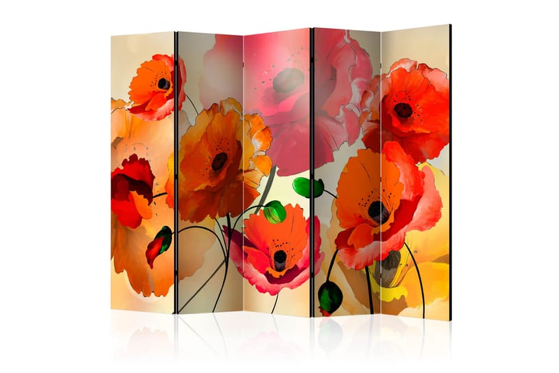 Rumdeler Velvet Poppies 225x172 - Artgeist sp. z o. o. - Boligtilbehør - Rumdelere - Foldeskærm