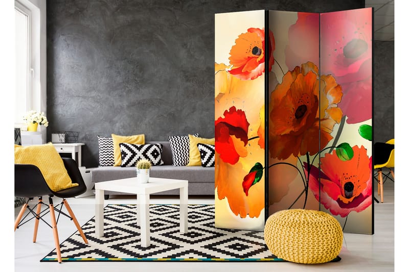 Rumdeler Velvet Poppies 135x172 - Artgeist sp. z o. o. - Boligtilbehør - Rumdelere - Foldeskærm