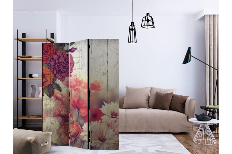Rumdeler - Vinlofte Flowers 135x172 - Artgeist sp. z o. o. - Boligtilbehør - Rumdelere - Foldeskærm
