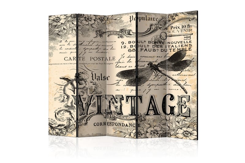 Rumdeler Vintage Correspondence 225x172 - Artgeist sp. z o. o. - Boligtilbehør - Rumdelere - Foldeskærm