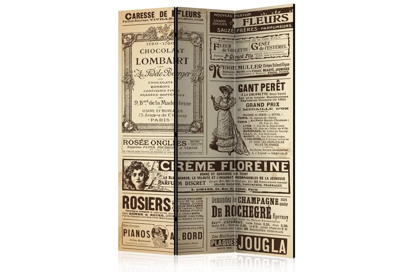 Rumdeler Vintage Magazines 135x172 - Artgeist sp. z o. o. - Boligtilbehør - Rumdelere - Foldeskærm