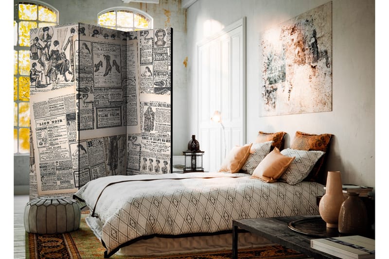 Rumdeler Vintage Newspapers 135x172 - Artgeist sp. z o. o. - Boligtilbehør - Rumdelere - Foldeskærm