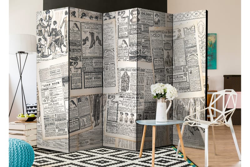 Rumdeler Vintage Newspapers 225x172 - Artgeist sp. z o. o. - Boligtilbehør - Rumdelere - Foldeskærm