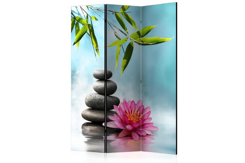 Rumdeler Water Lily And Zen Stones 135x172 - Artgeist sp. z o. o. - Boligtilbehør - Rumdelere - Foldeskærm