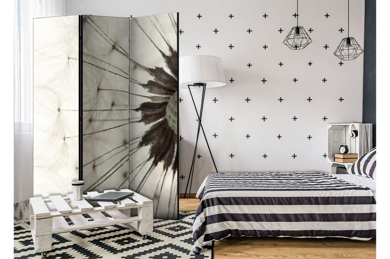 Rumdeler White Dandelion 135x172 - Artgeist sp. z o. o. - Boligtilbehør - Rumdelere - Foldeskærm