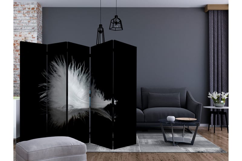 Rumdeler White Feather II 225x172 cm - Artgeist sp. z o. o. - Boligtilbehør - Rumdelere - Foldeskærm