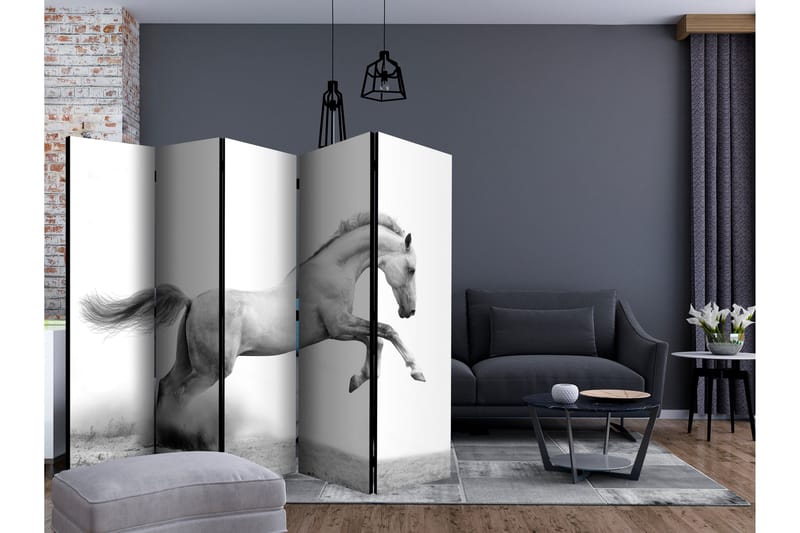 Rumdeler - White gallop II 225x172 - Artgeist sp. z o. o. - Boligtilbehør - Rumdelere - Foldeskærm