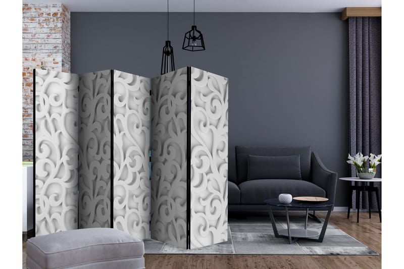 Rumdeler - White ornament II 225x172 - Artgeist sp. z o. o. - Boligtilbehør - Rumdelere - Foldeskærm