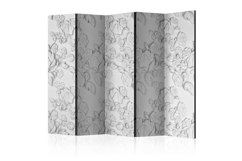 Rumdeler - White ornament: roses II 225x172, Artgeist sp. z o. o.