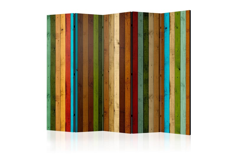 Rumdeler Wooden Rainbow II 225x172 cm - Artgeist sp. z o. o. - Foldeskærm - Rumdelere