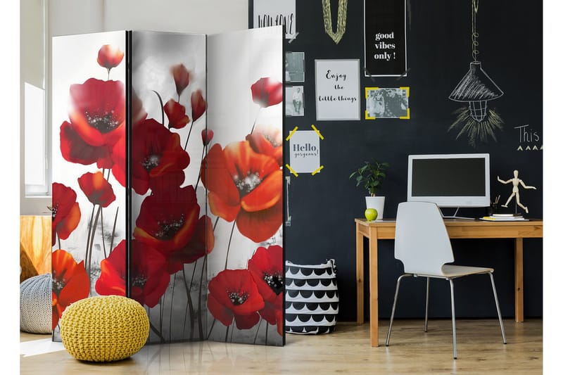 Rumdeler Poppies In The Moonlight 135x172 - Artgeist sp. z o. o. - Boligtilbehør - Rumdelere - Foldeskærm