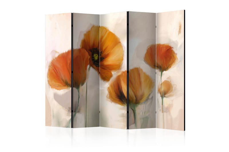 Rumdeler Poppies - Vintage II 225x172 cm - Artgeist sp. z o. o. - Foldeskærm - Rumdelere