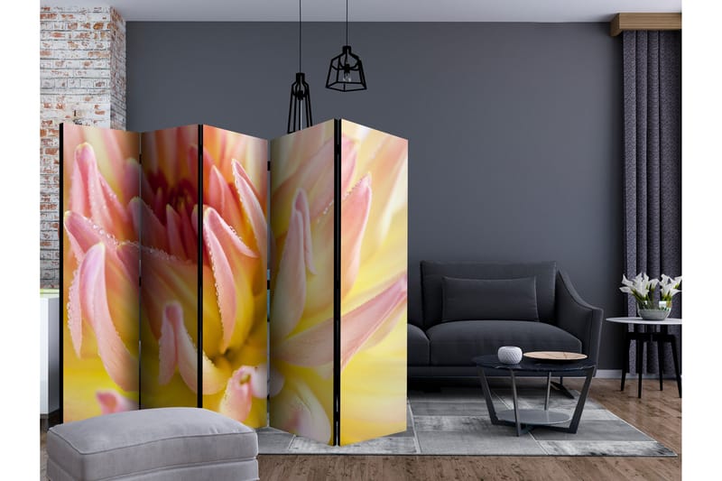 Rumdeler - Pastel colored dahlia flower 225x172 - Artgeist sp. z o. o. - Boligtilbehør - Rumdelere - Foldeskærm