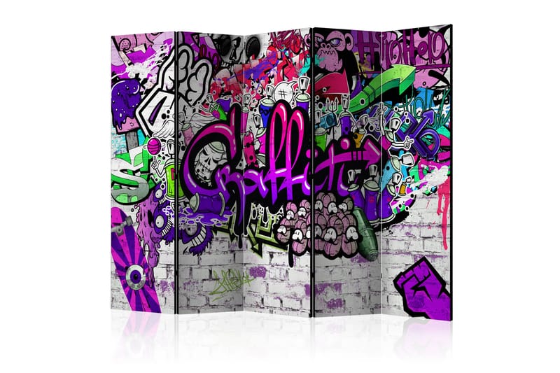Rumdeler Purple Graffiti 225x172 - Artgeist sp. z o. o. - Boligtilbehør - Rumdelere - Foldeskærm