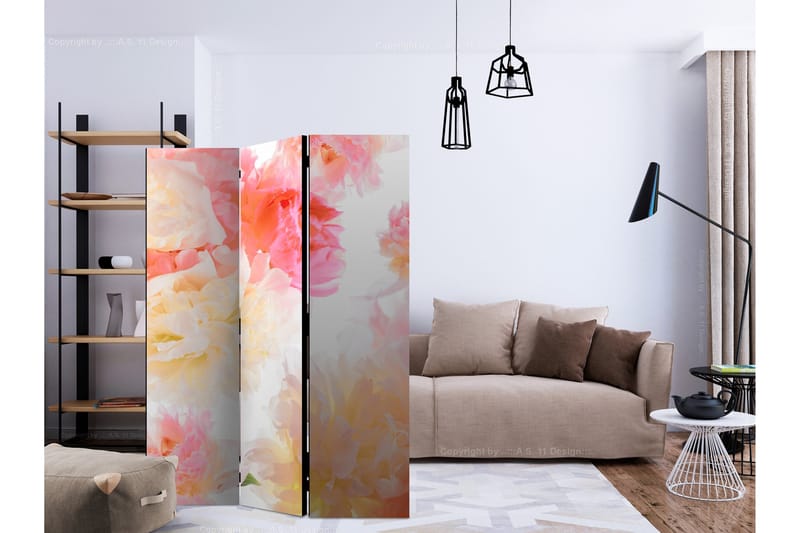 Rumdeler - Pastel peonies 135x172 - Artgeist sp. z o. o. - Boligtilbehør - Rumdelere - Foldeskærm
