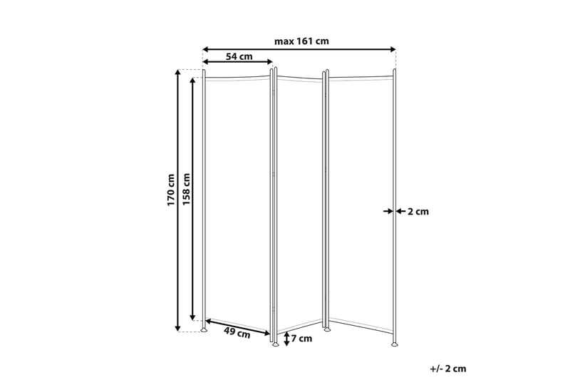 Skærmvæg 3 paneler 160 x 170 cm Sort NARNI - Sort - Skærmvæg - Rumdelere