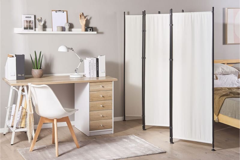 Skærmvæg 5 paneler 270 x 170 cm Hvid - Hvid - Boligtilbehør - Rumdelere - Skærmvæg