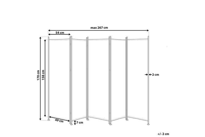 Skærmvæg 5 paneler 270 x 170 cm Hvid - Hvid - Skærmvæg - Rumdelere